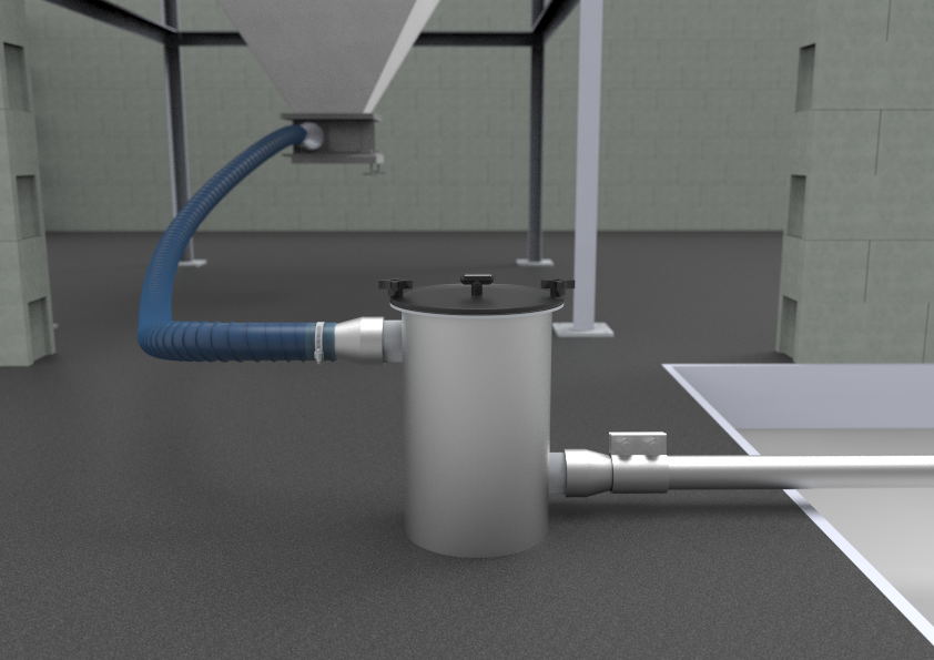 inline angel hair trap plastic resin conveying system