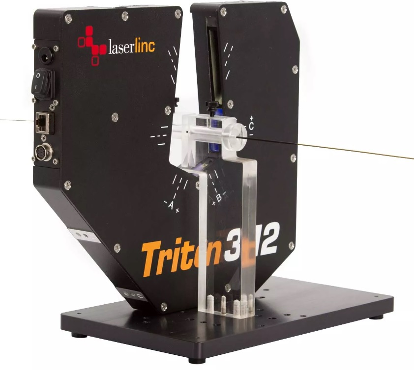 LaserLinc Triton 312 laser micrometer for diameter and ovality. This unit features an acrylic feed through guide.