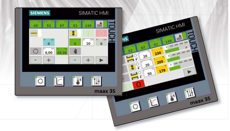Extrusion line pump control system HMI for real-time pressure, temperature, and process monitoring