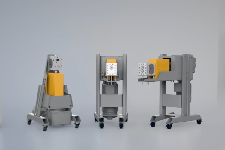 Extrusion melt pump system with drive unit and support cart for integrated polymer processing and pressure control