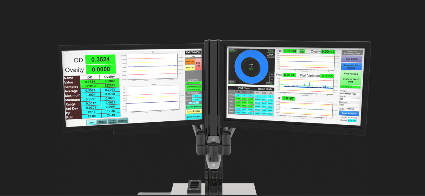 LaserLinc Total Vu displays for OD ovality feature recipes trends reporting and line integration