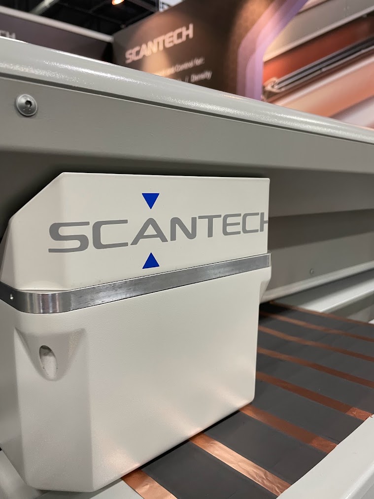 Scantech x-ray measurement head measuring coated battery electrode lane