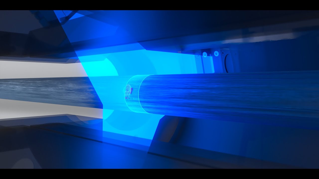 FlawSense laser triangulation system scanning tubing for dimensional defects and surface flaw detection